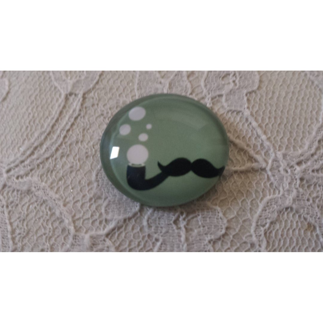 round glass cabochon 25mm mustache 035 