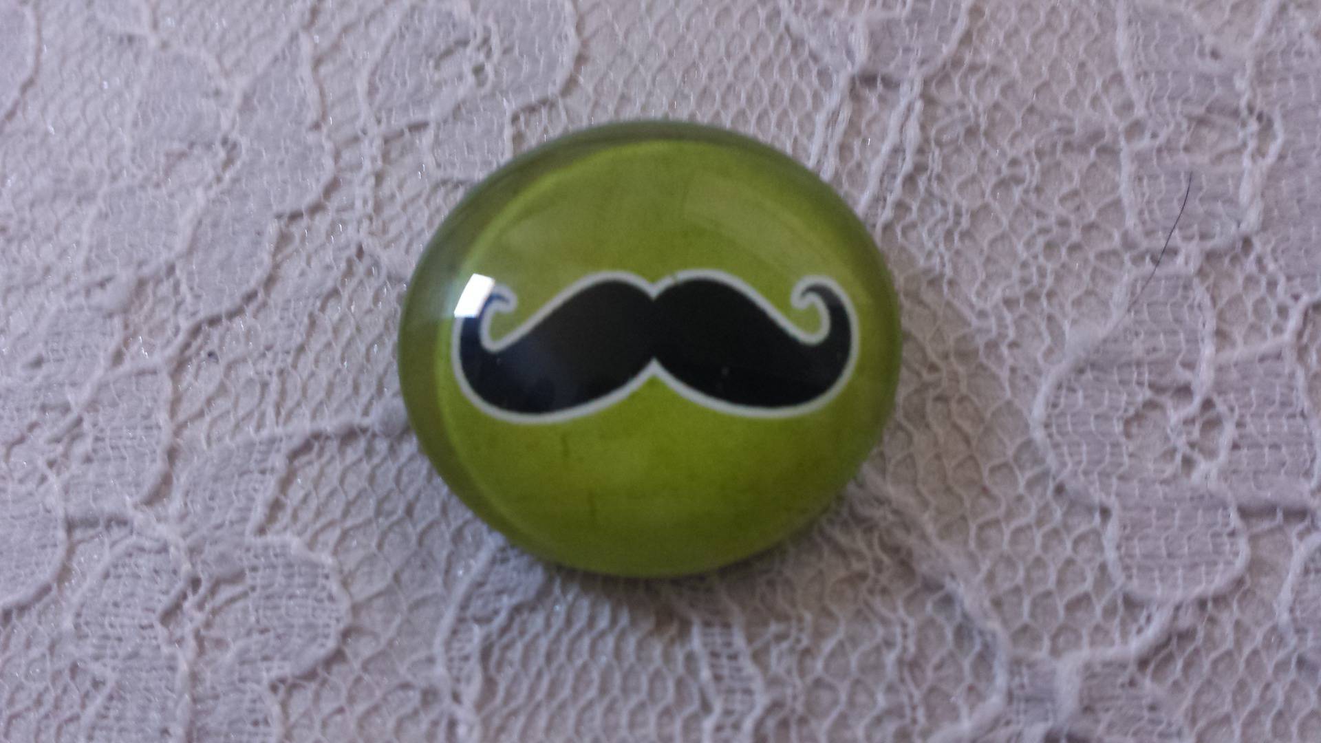 round glass cabochon 25mm mustache 034 