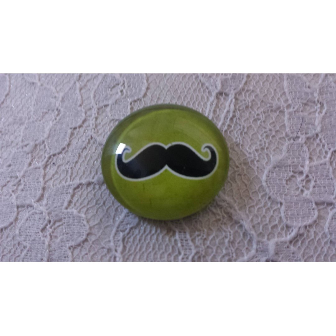 round glass cabochon 25mm mustache 034 