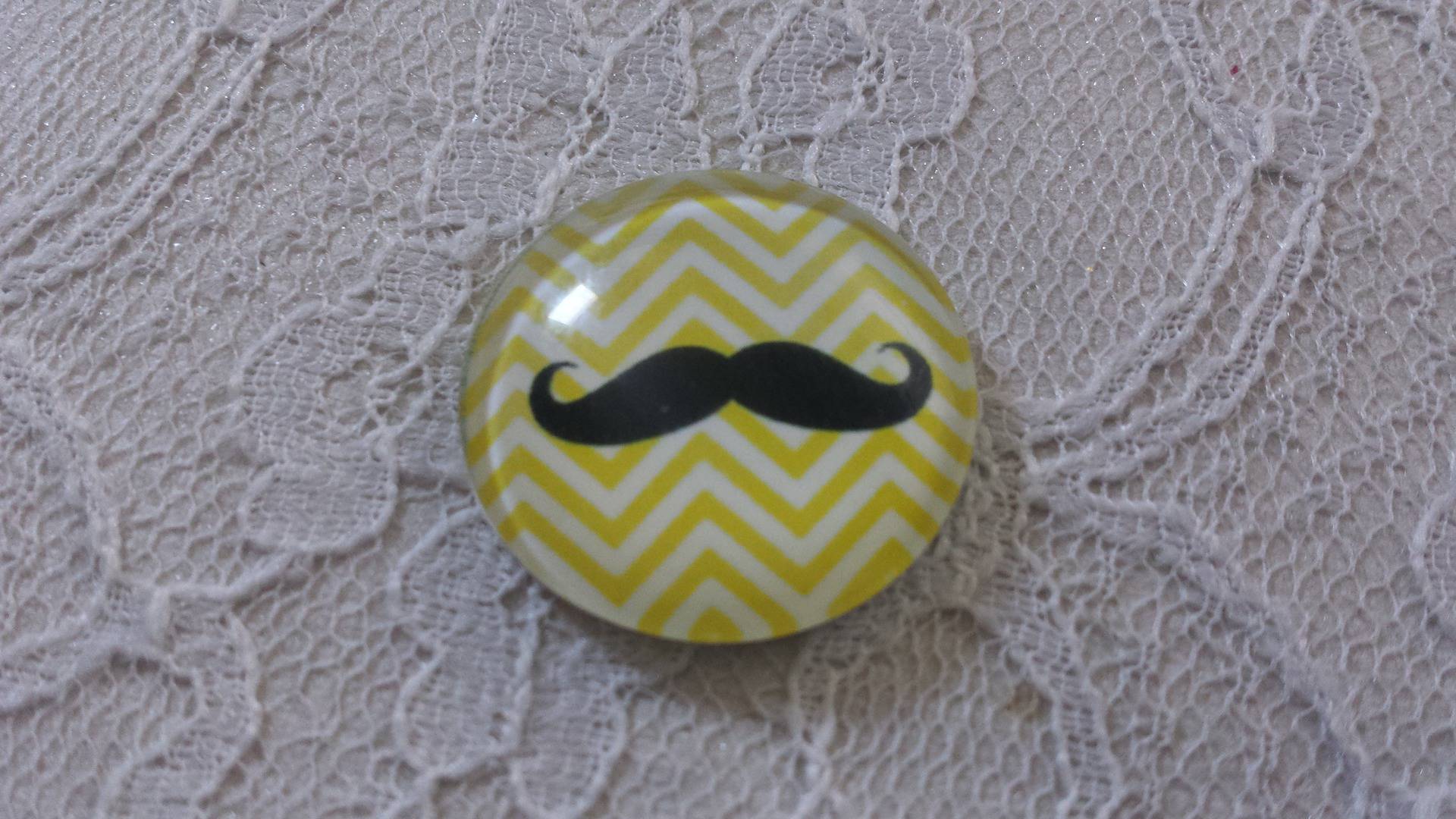 round glass cabochon 25mm mustache 033 