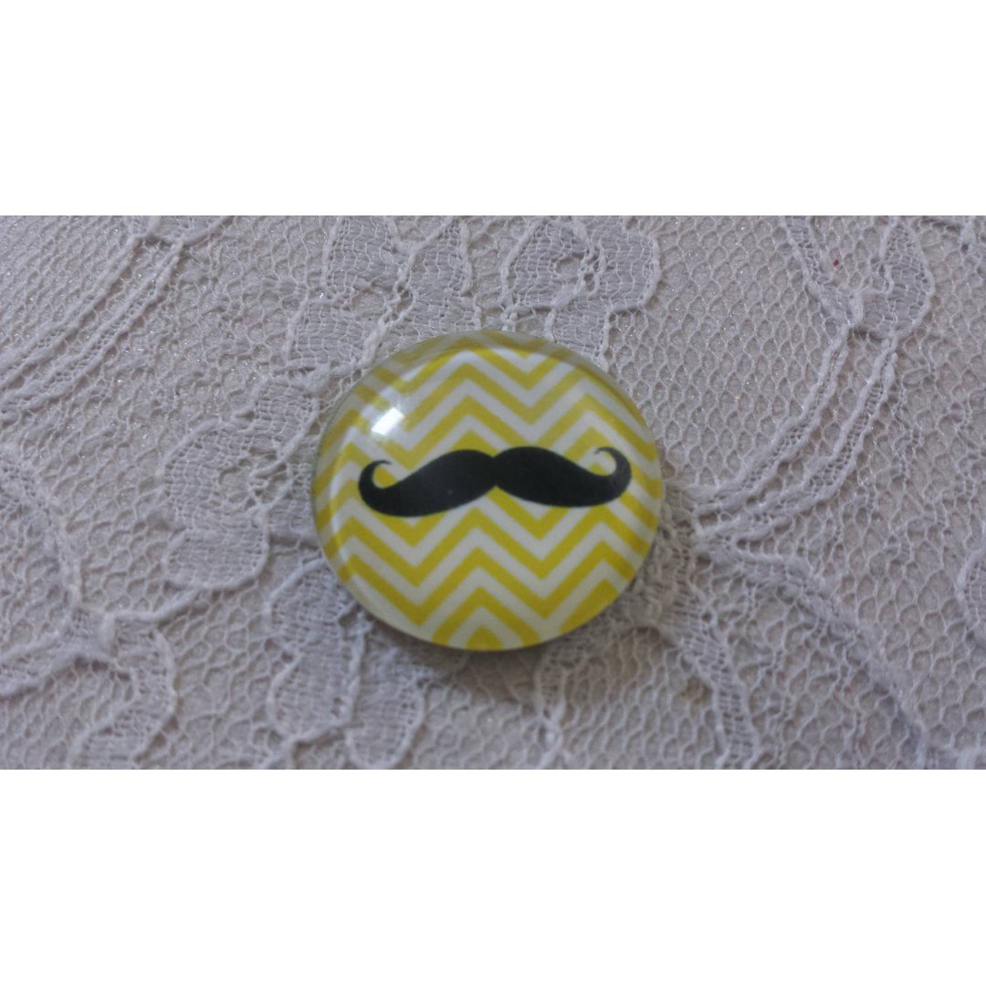 round glass cabochon 25mm mustache 033 