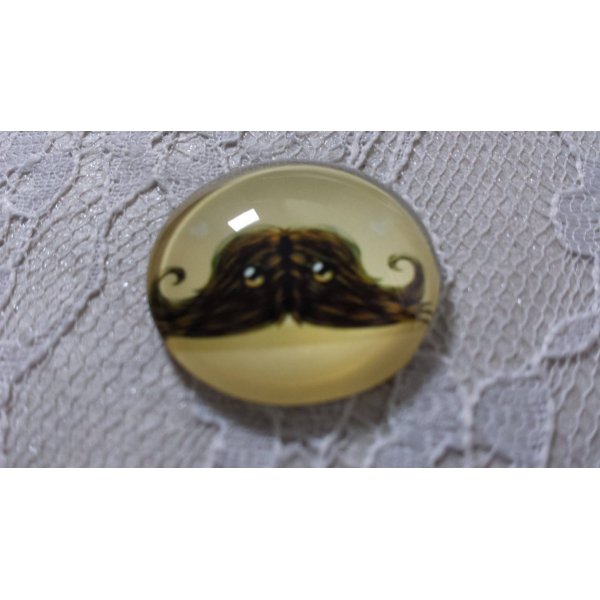round glass cabochon 25mm mustache 032 