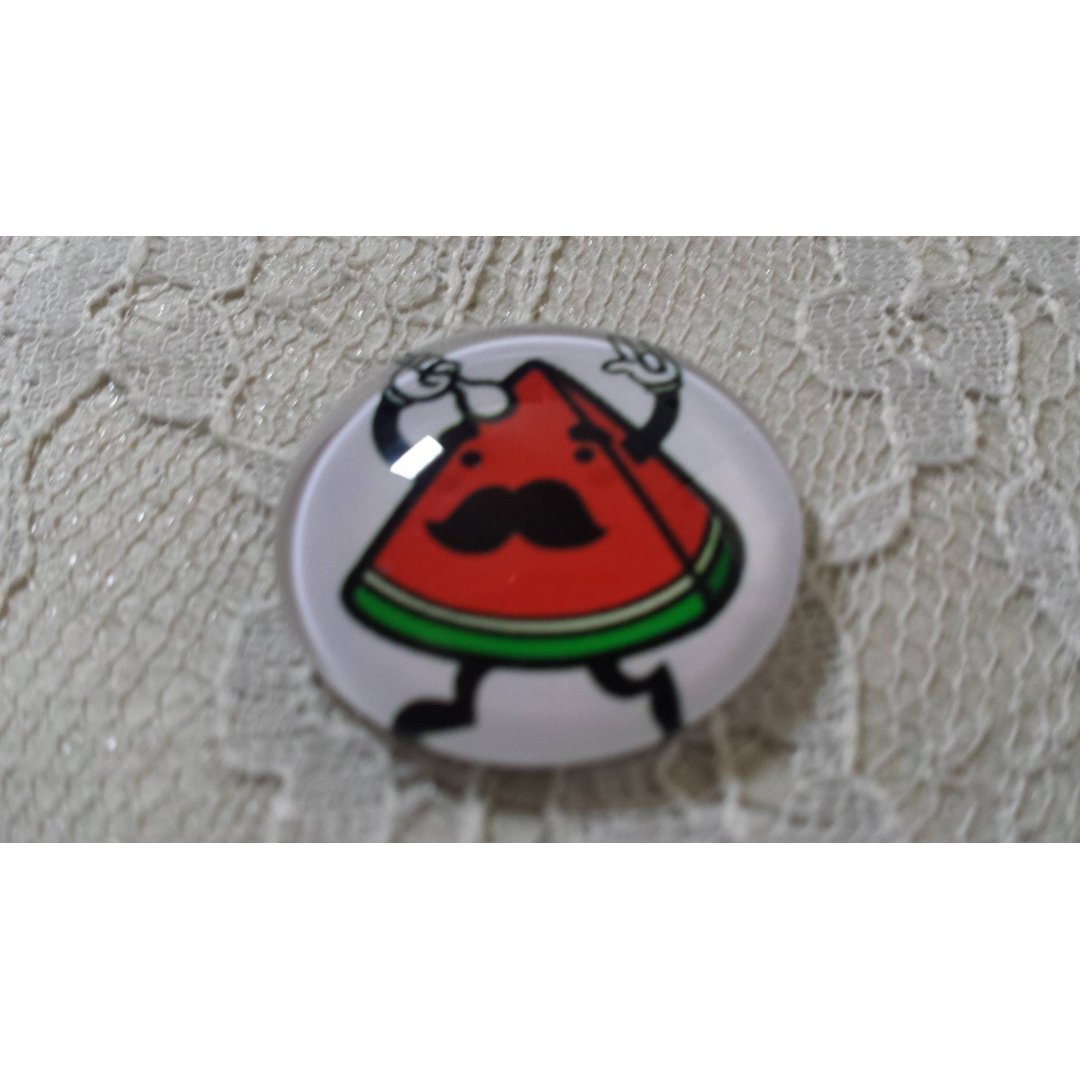 round glass cabochon 25mm moustache 030 