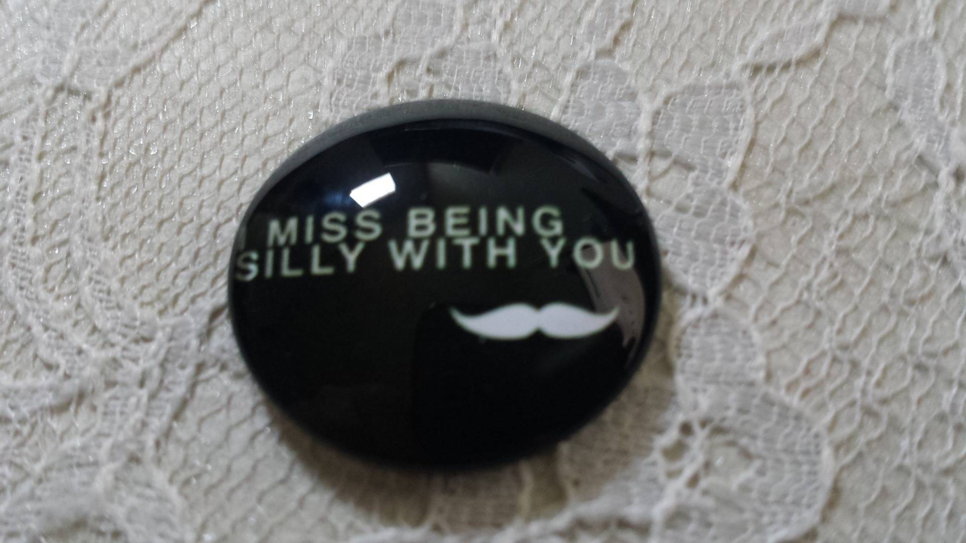 round glass cabochon 25mm mustache 029 