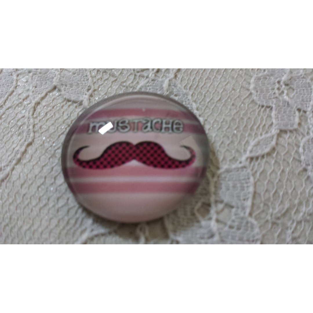 round glass cabochon 25mm mustache 027 