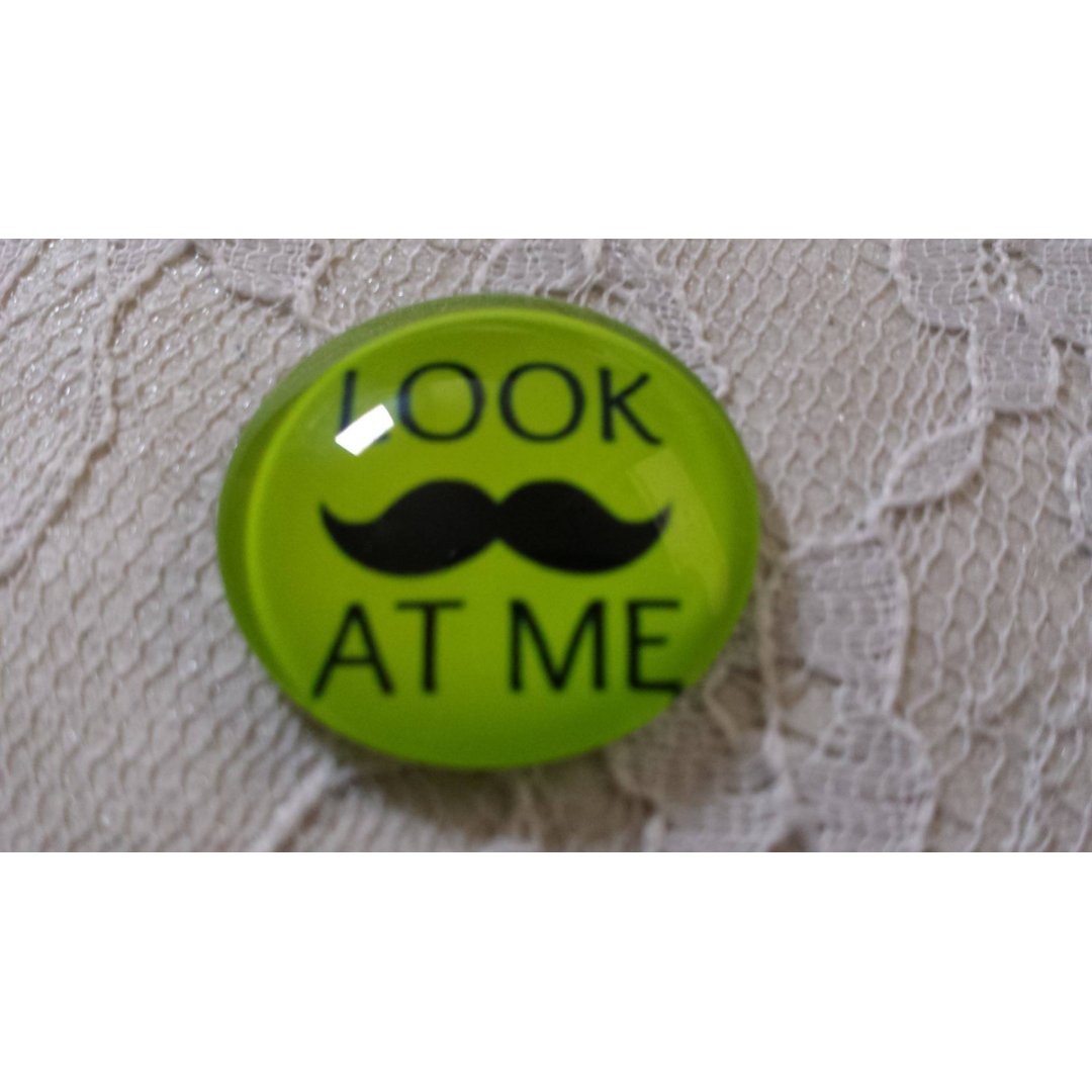 round glass cabochon 25mm mustache 026 