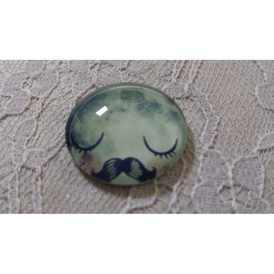 round glass cabochon 25mm mustache 025 