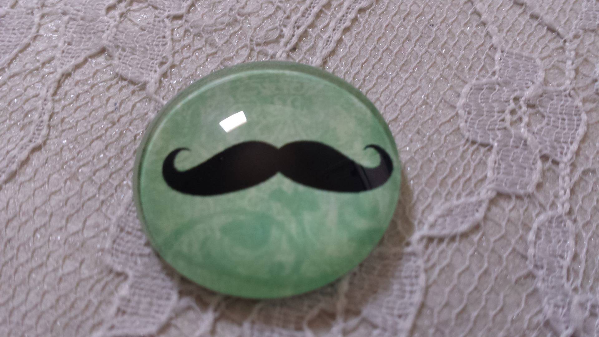 round glass cabochon 25mm mustache 024 