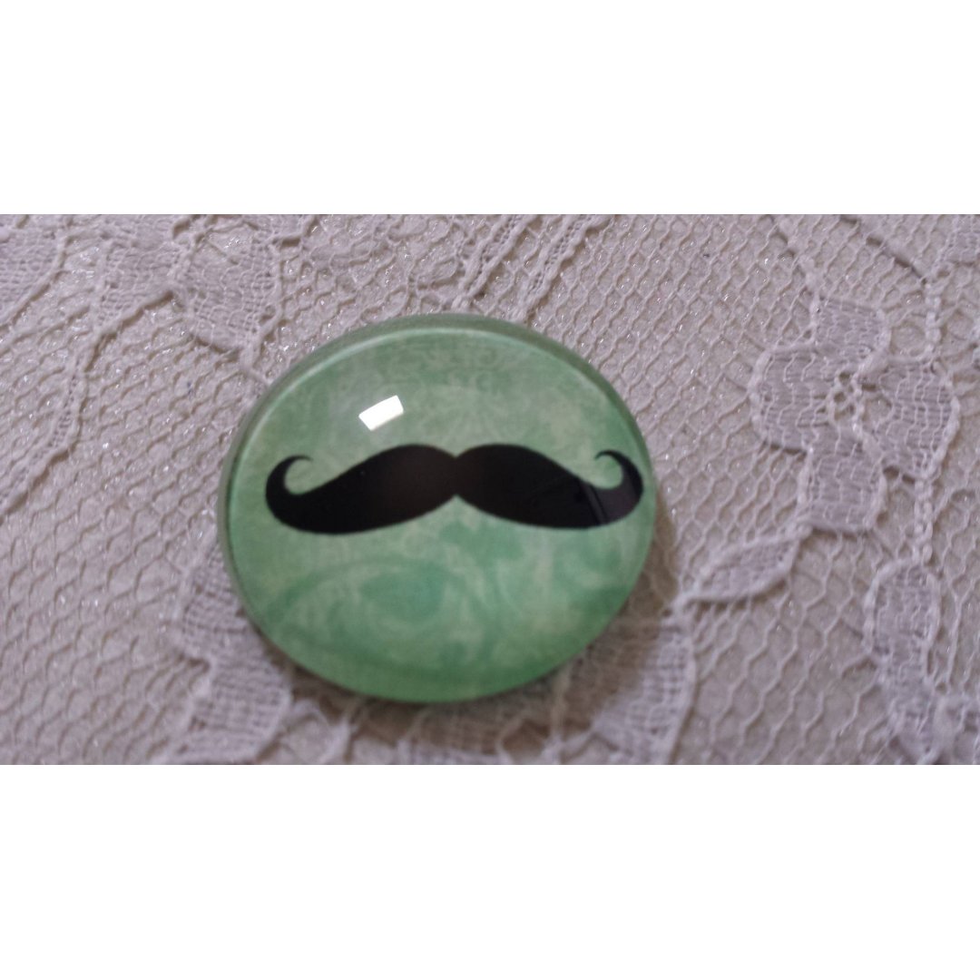 round glass cabochon 25mm mustache 024 