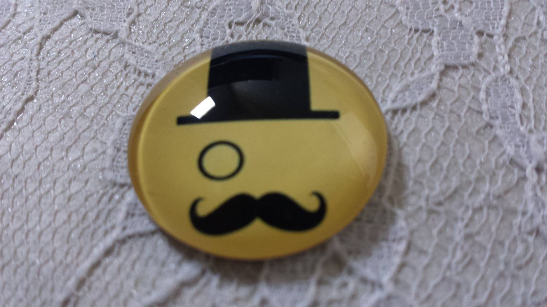 round glass cabochon 25mm mustache 023 