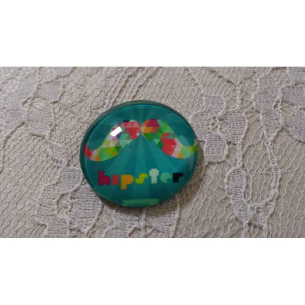 round glass cabochon 25mm moustache 022 