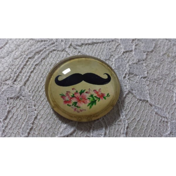 round glass cabochon 25mm moustache 011 