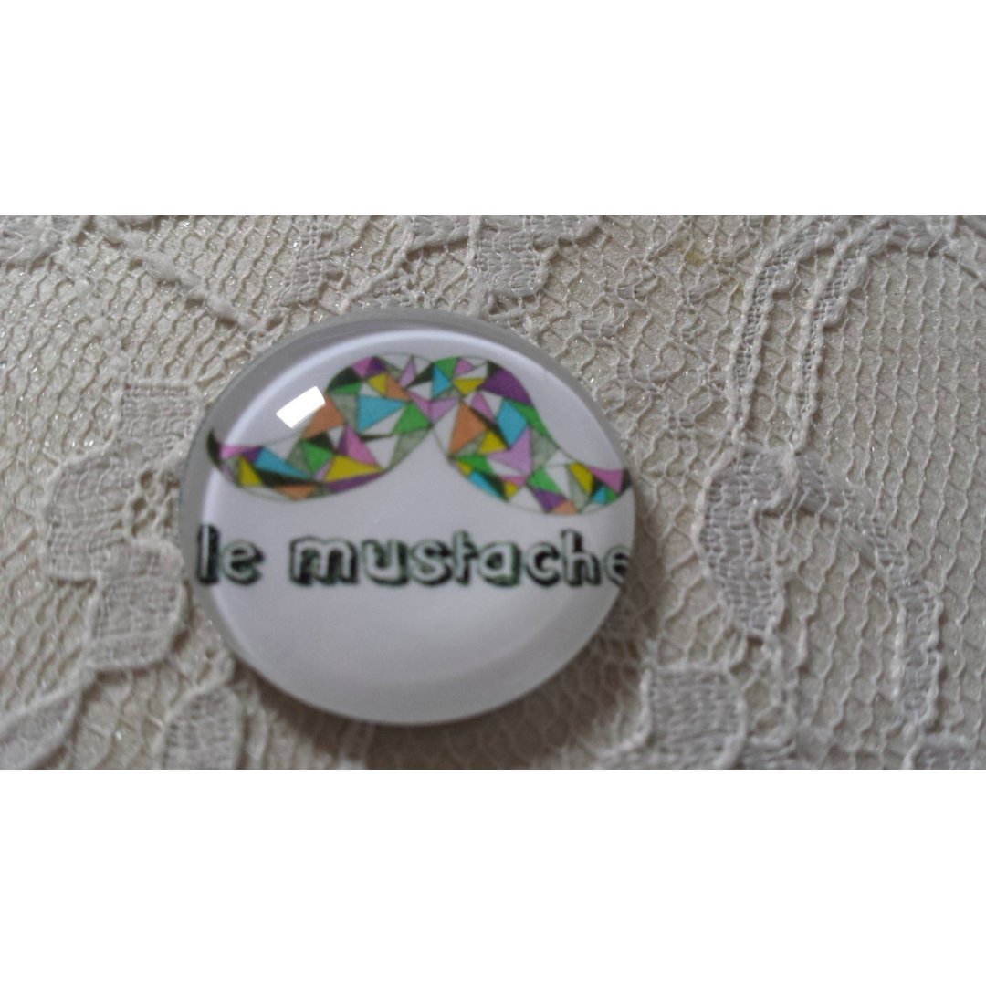 round glass cabochon 25mm moustache 010 