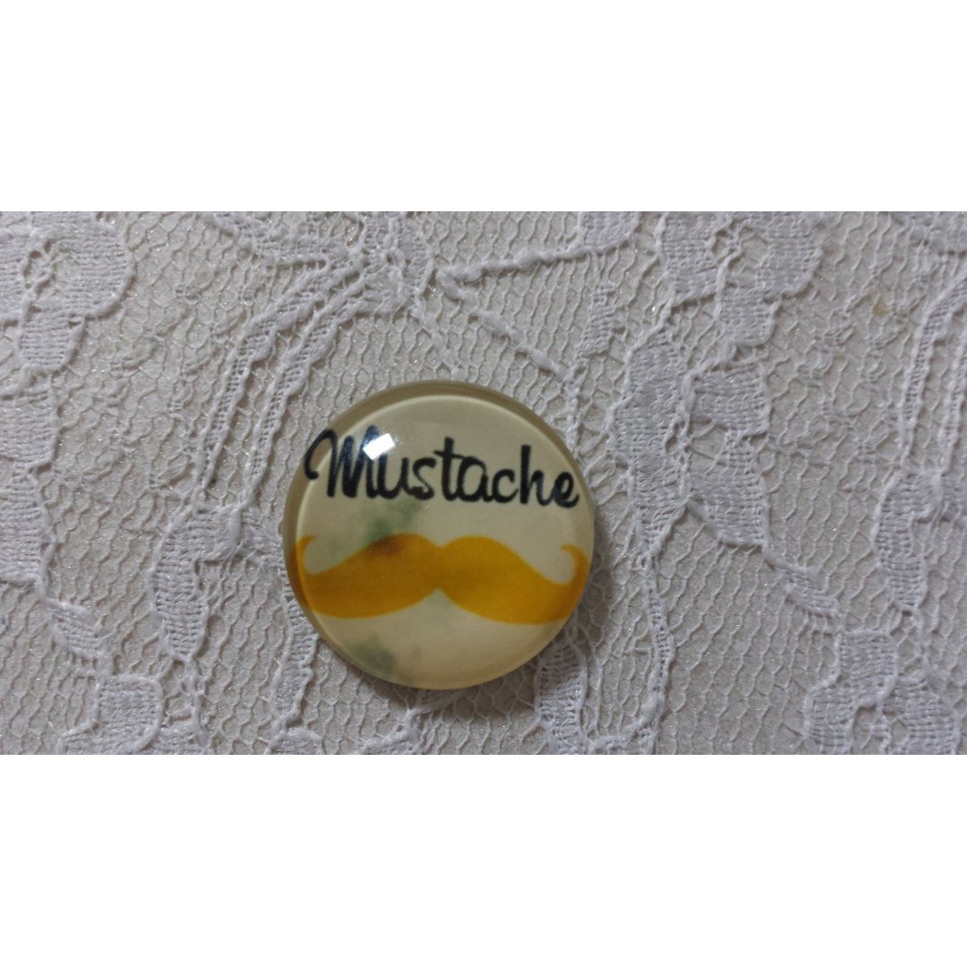 round glass cabochon 25mm moustache 008 