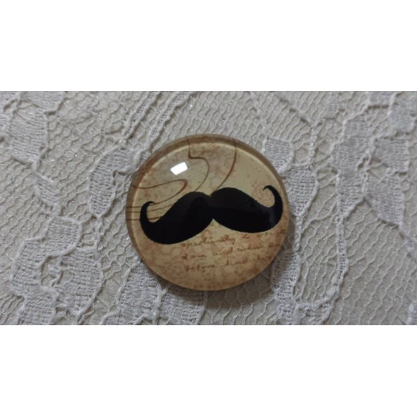 round glass cabochon 25mm moustache 005 