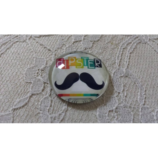 round glass cabochon 25mm moustache 003 
