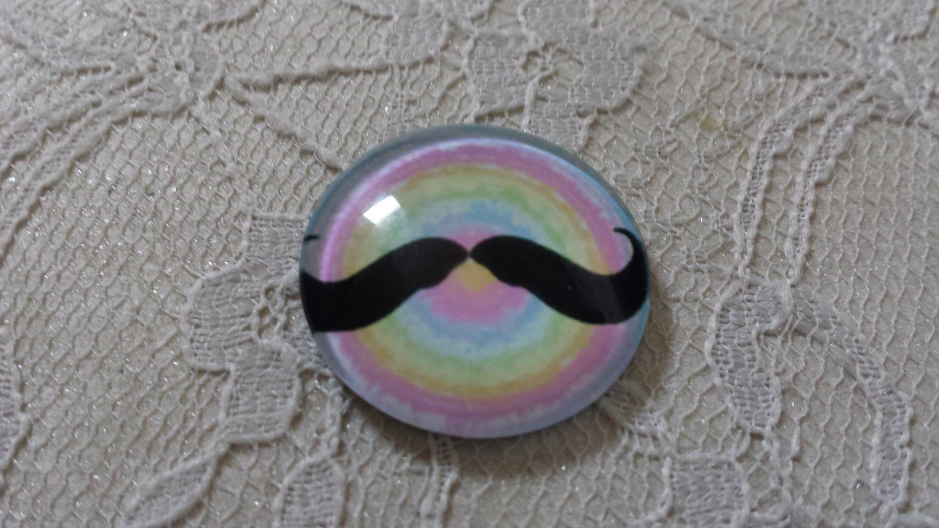 round glass cabochon 25mm mustache 001 