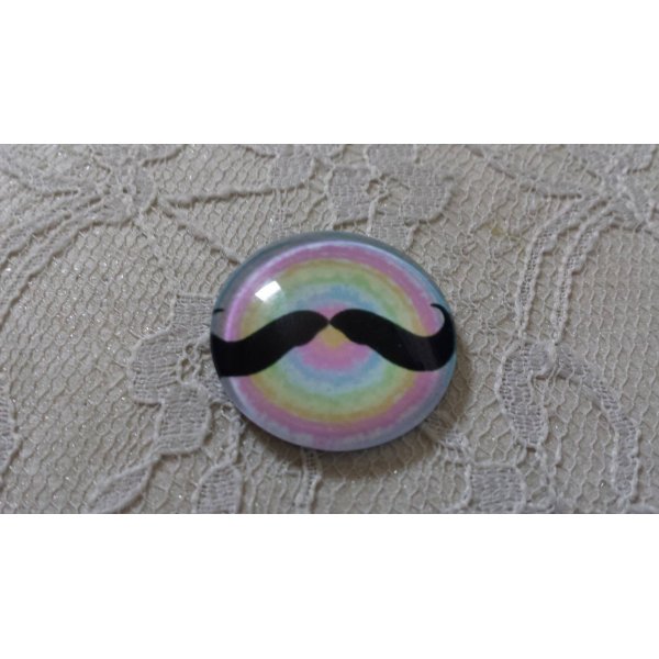 round glass cabochon 25mm mustache 001 