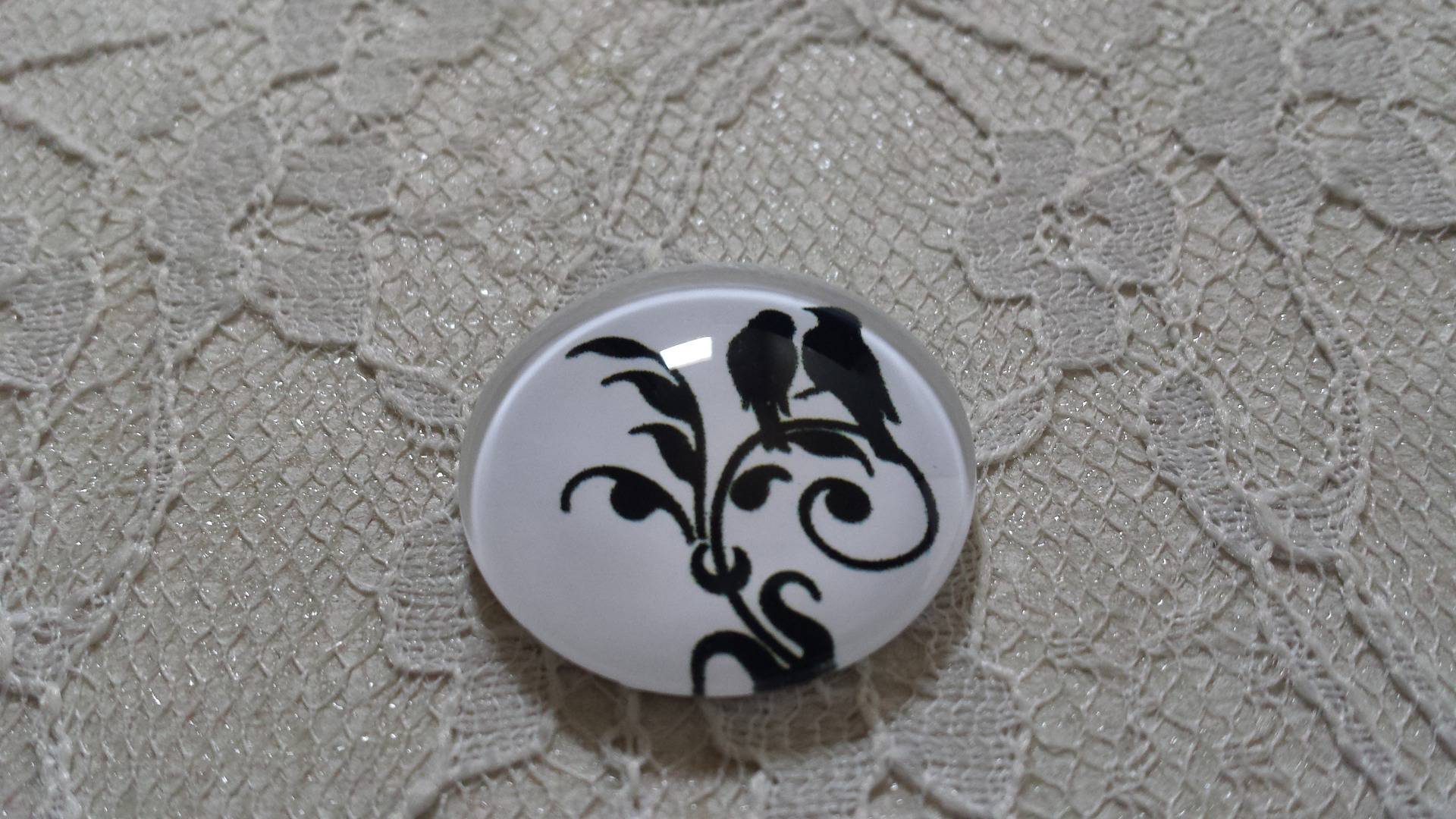 round glass cabochon 20mm birds 022 