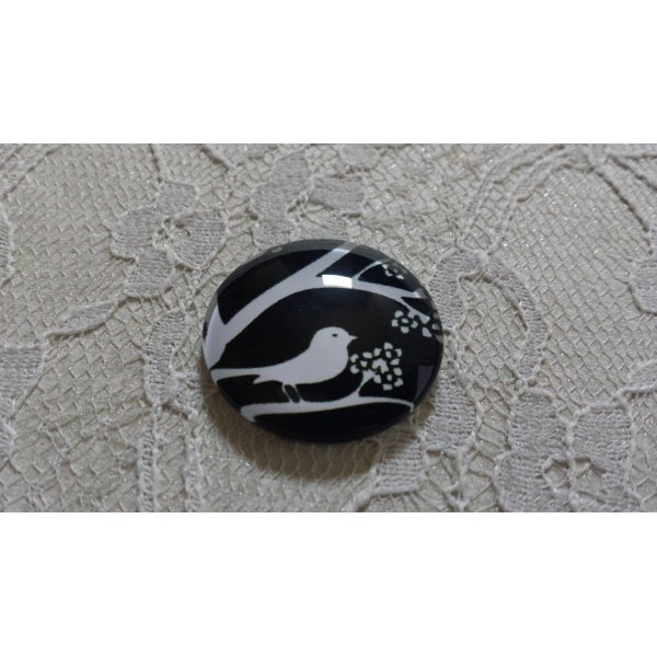 round glass cabochon 25mm birds 021 