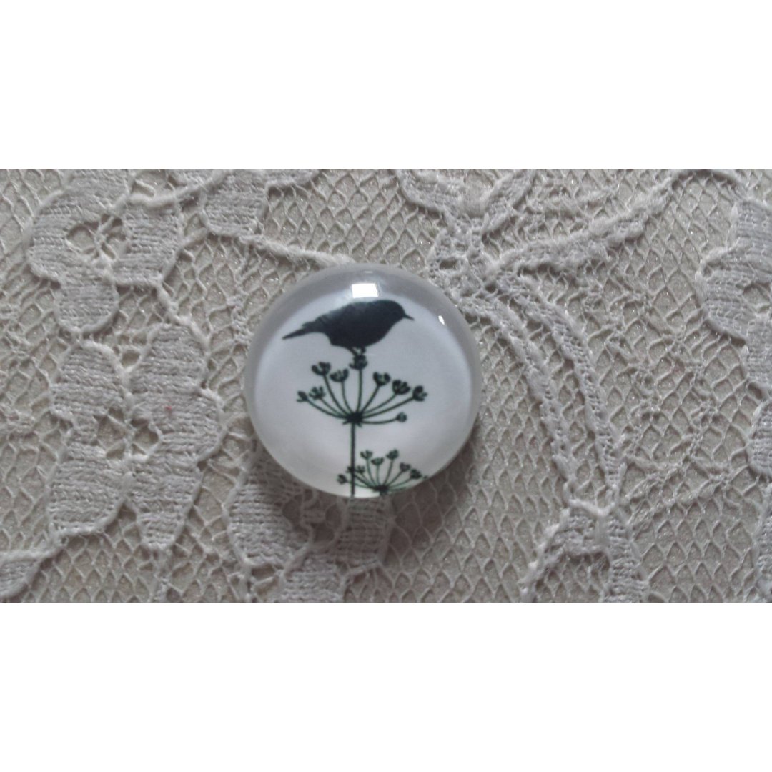 round glass cabochon 25mm birds 019 