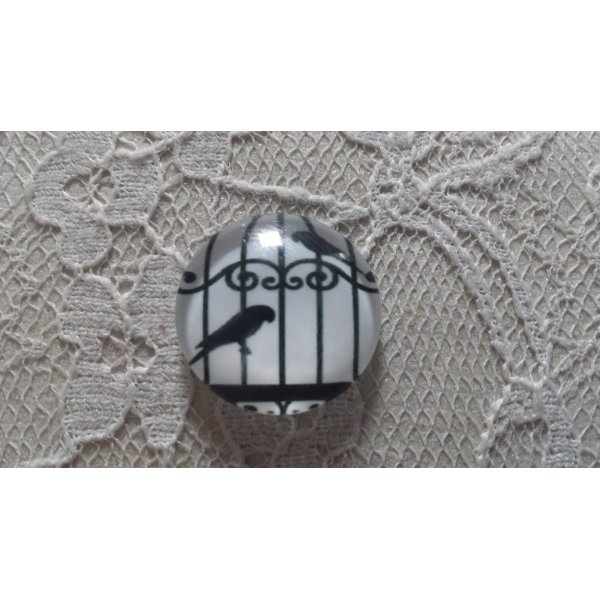 round glass cabochon 25mm birds 008 
