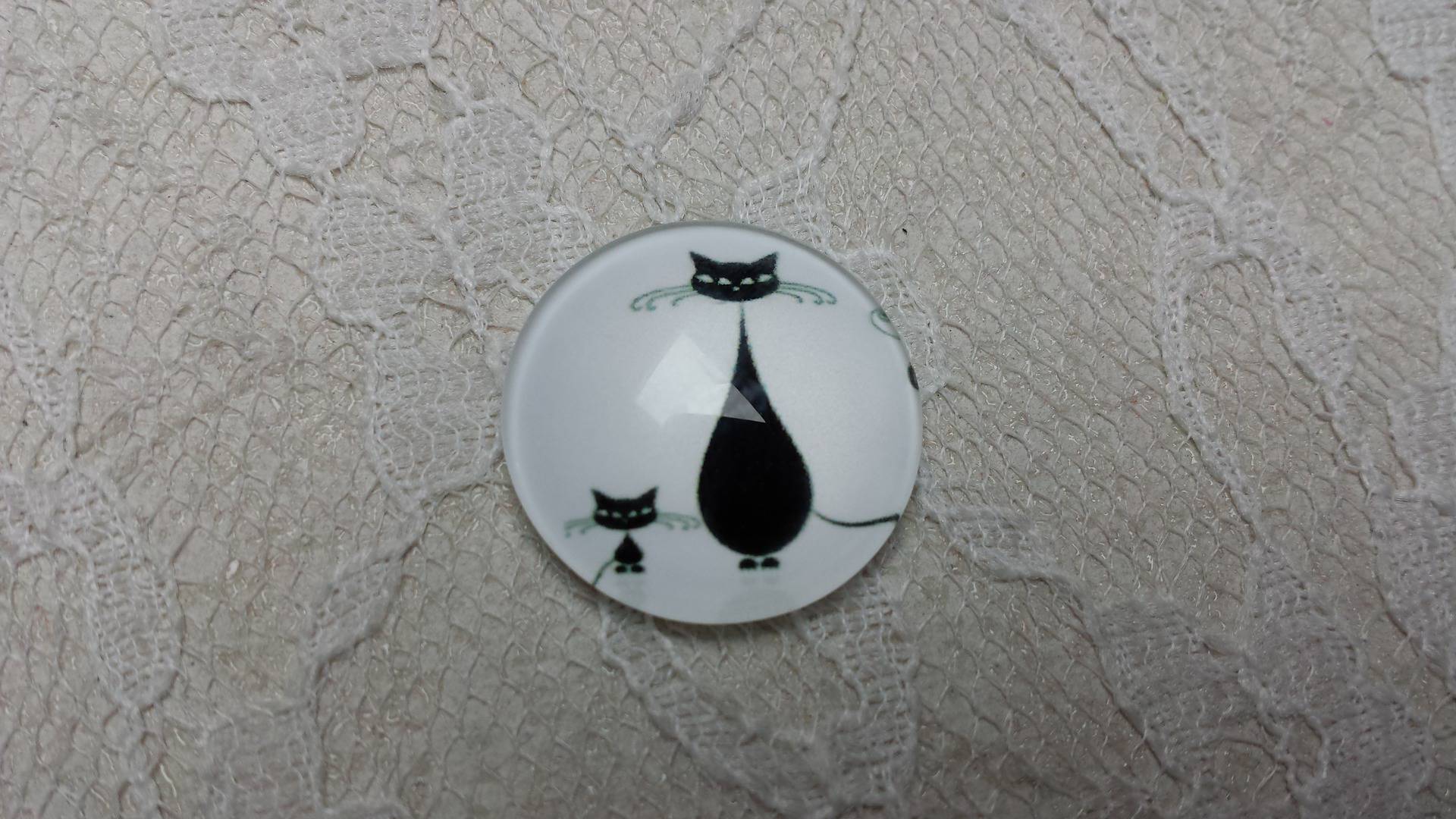round glass cabochon 20mm cat 007 