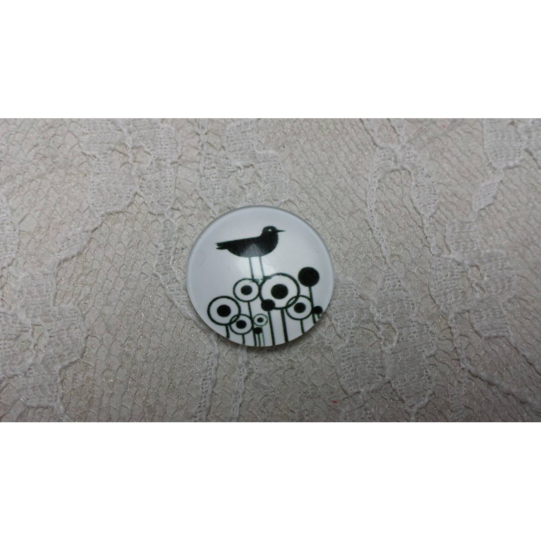 round glass cabochon 20mm birds 018 