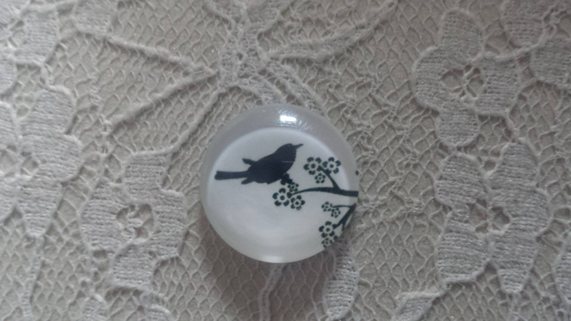 round glass cabochon 20mm birds 016 