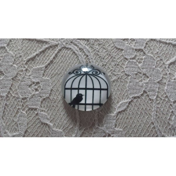 round glass cabochon 20mm birds 007 