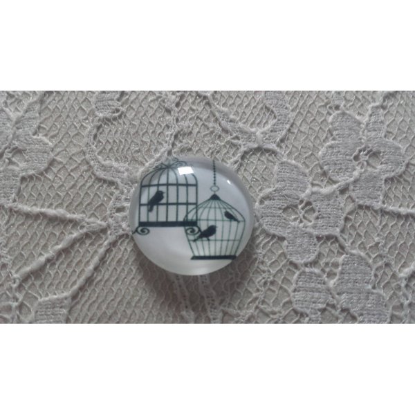 round glass cabochon 20mm birds 003 
