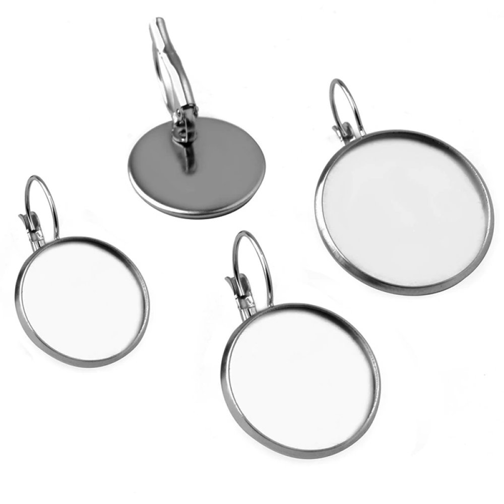 support cabochon stainless steel earring 14 mm N°07