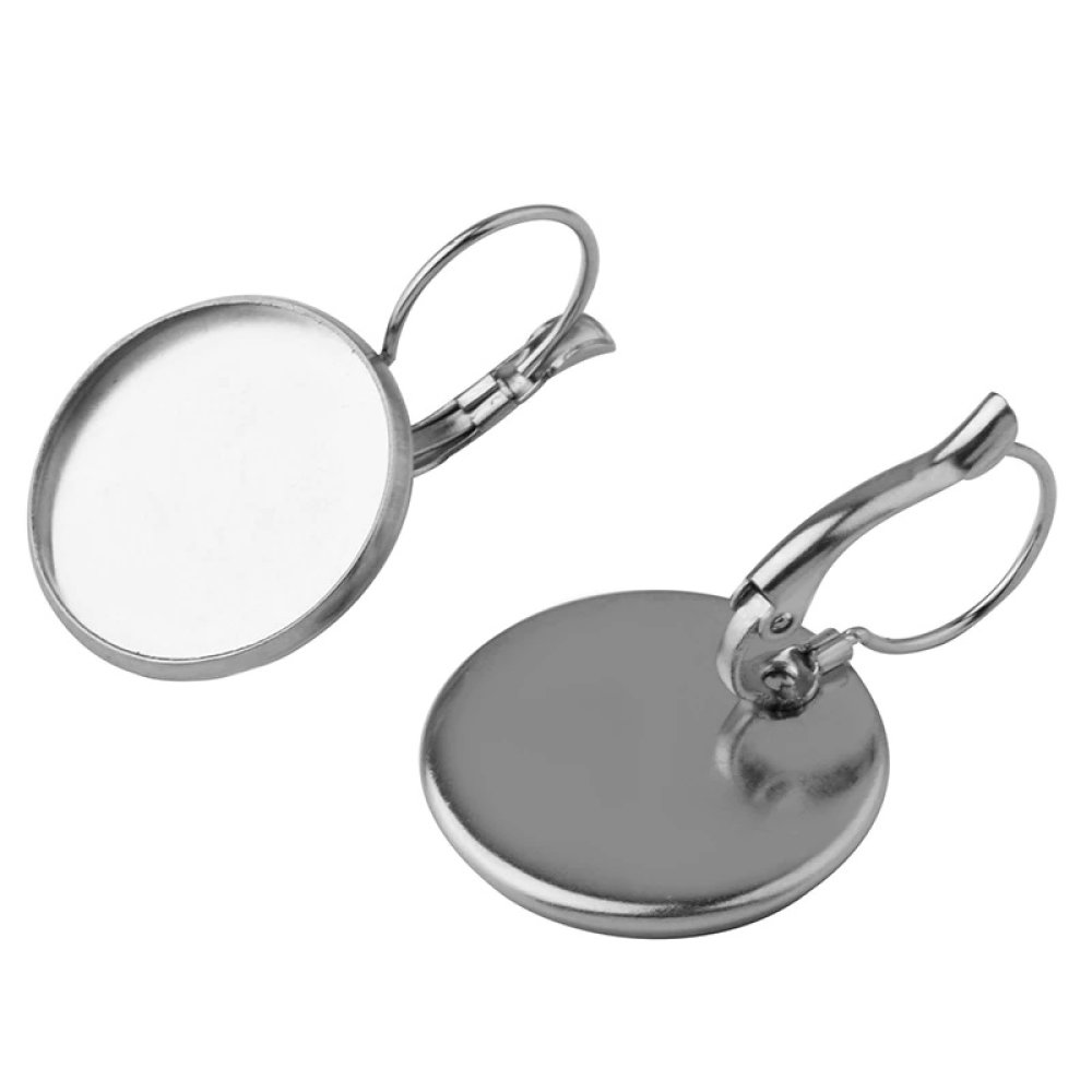 support cabochon stainless steel earring 14 mm N°07