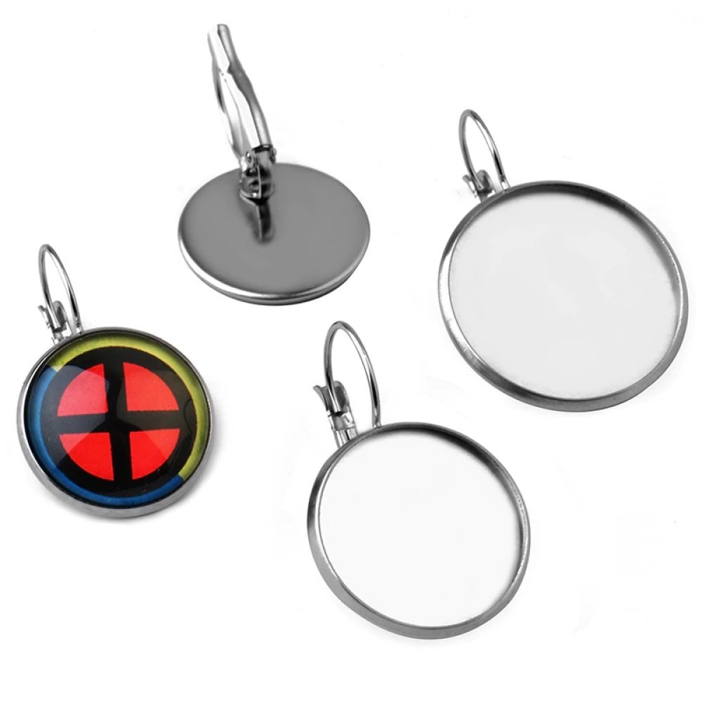 support cabochon stainless steel earring 18 mm N°07