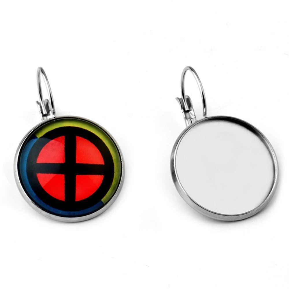 support cabochon stainless steel earring 25 mm N°07