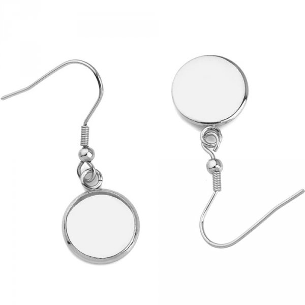 support cabochon acier inoxydable boucle d'oreille 16 mm N&deg;06 Argent