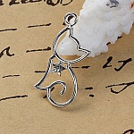 Lot of 5 Charms Cats N°2 Silver 29 mm x 13 mm