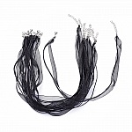 Necklace with organza ribbon N°04 and black waxed cord