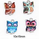 lot of 4 charms owls N°07 enamelled.