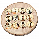Lot 20 round glass cabochons 25mm Old Man Skeleton mixed Glass cabochon 