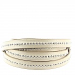 Leather Ball Taupe of 10 mm with chain ball nickel free by 20 cm