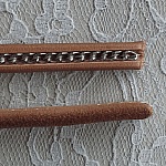 Natural Regaliz Leather 10 mm with Silver Chain per 20 cm