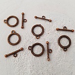 5 Toggle Clasps Round Pattern Bronze N°04