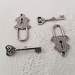 5 Toggle Clasps Round Pattern Silver N°05