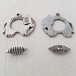 Toggle Clasp Silver Elephant Pattern N°11