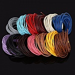 1 meter Round smooth leather cord Blue 3 mm