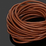 1 meter Round smooth leather cord Brown 3 mm