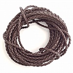 1 meter Round cord imitation leather braided Dark Brown 3 mm