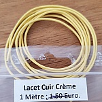 1 meter Round smooth leather cord Cream 1 mm
