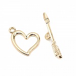 16K Gold Plated Toggle Clasps Heart and Arrow Design N°01